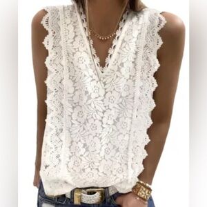 🕊️White Lace Sleeveless Top